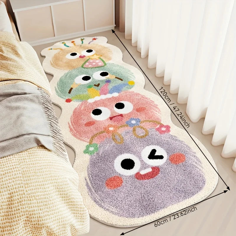 VIKAMA Cute Cartoon Long Rug Soft Absorbent Non-Slip Bathroom Mat Living Room Bedroom Bedside Welcome Carpet Home Decor
