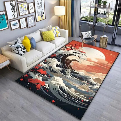 VIKAMA Ukiyo-e Wave Rug Home Decor