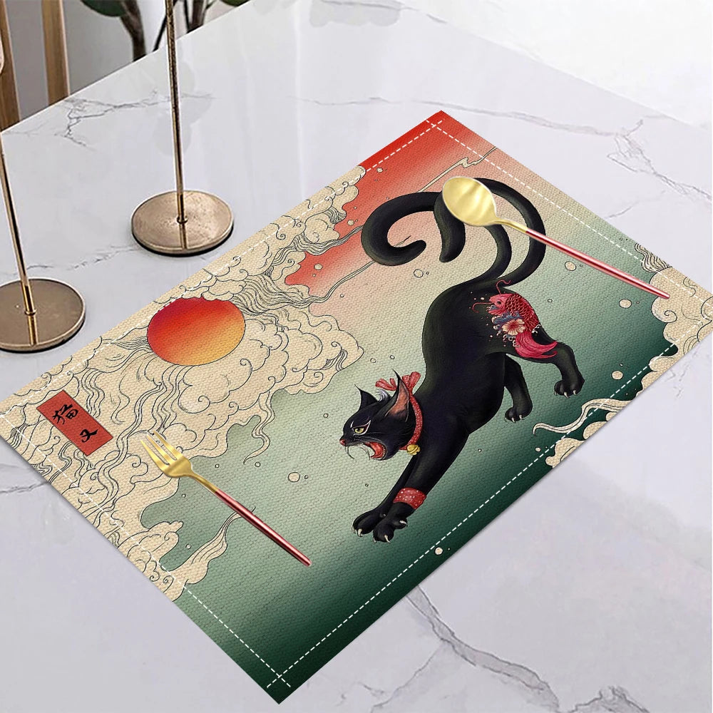 Japanese Ukiyo-e Linen Non-Slip Placemat