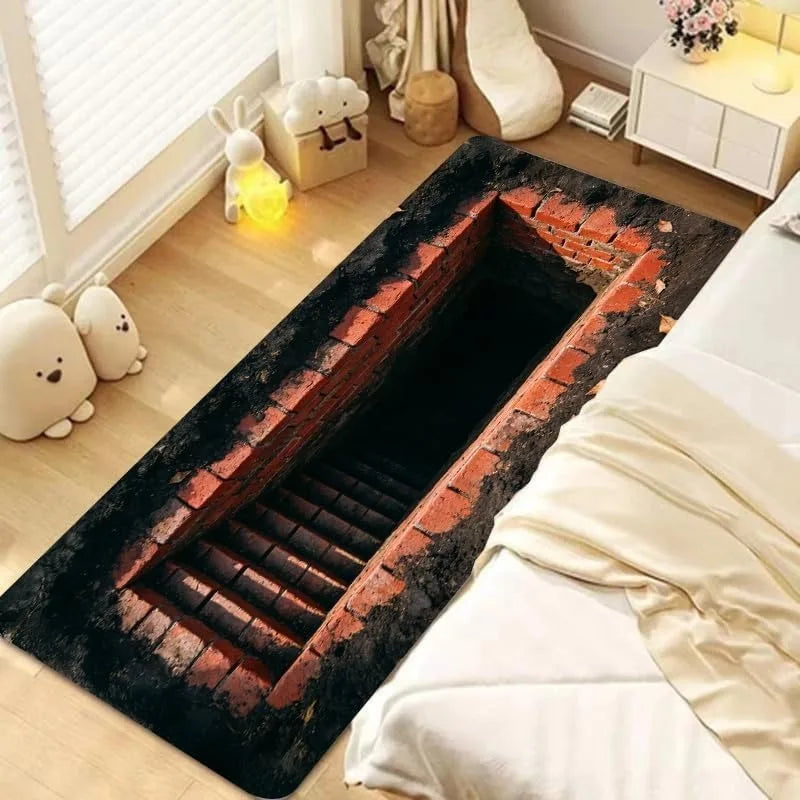 3D Optical Illusion Stone Staircase Runner Rug
