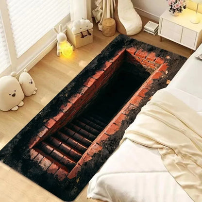 3D Optical Illusion Stone Staircase Runner Rug