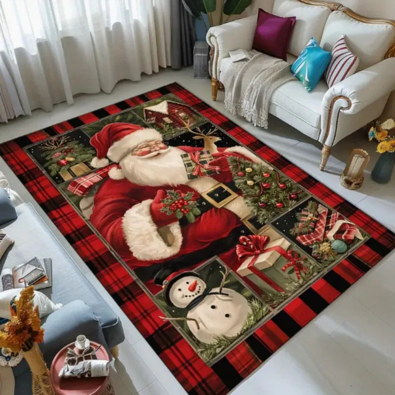Christmas Santa truck pattern door mat