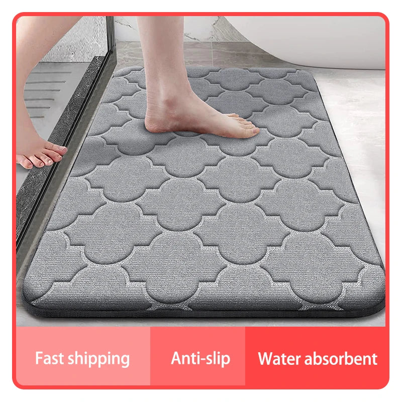 Memory Foam Bathroom Rug Non-Slip Ultra Soft Absorbent Machine Washable Floor Mat