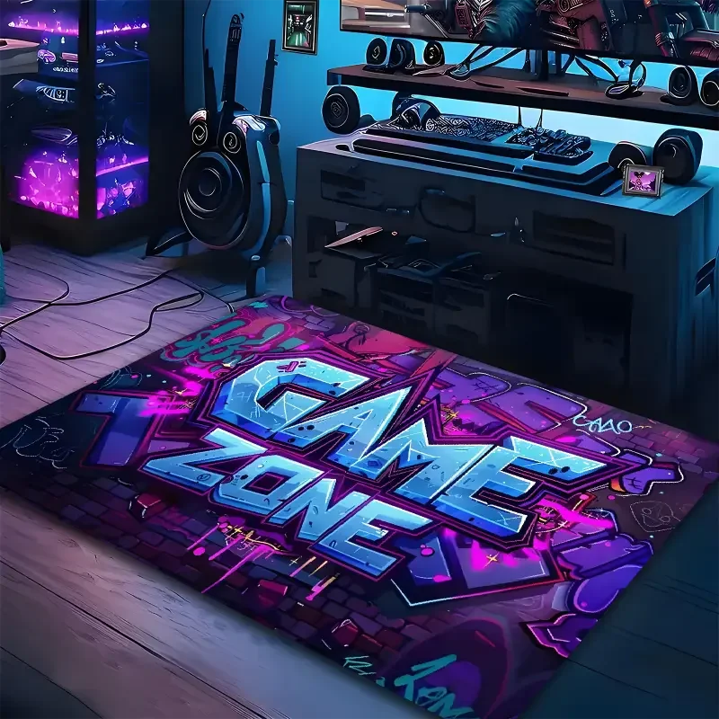 Colorful gamepad pattern gaming room rug