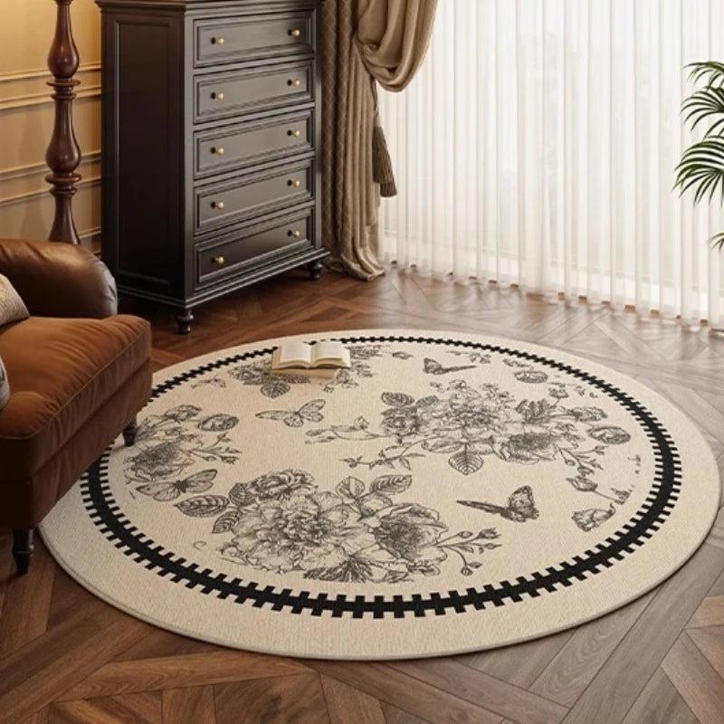 Medieval Style Round Light Luxury Washable Area Rug