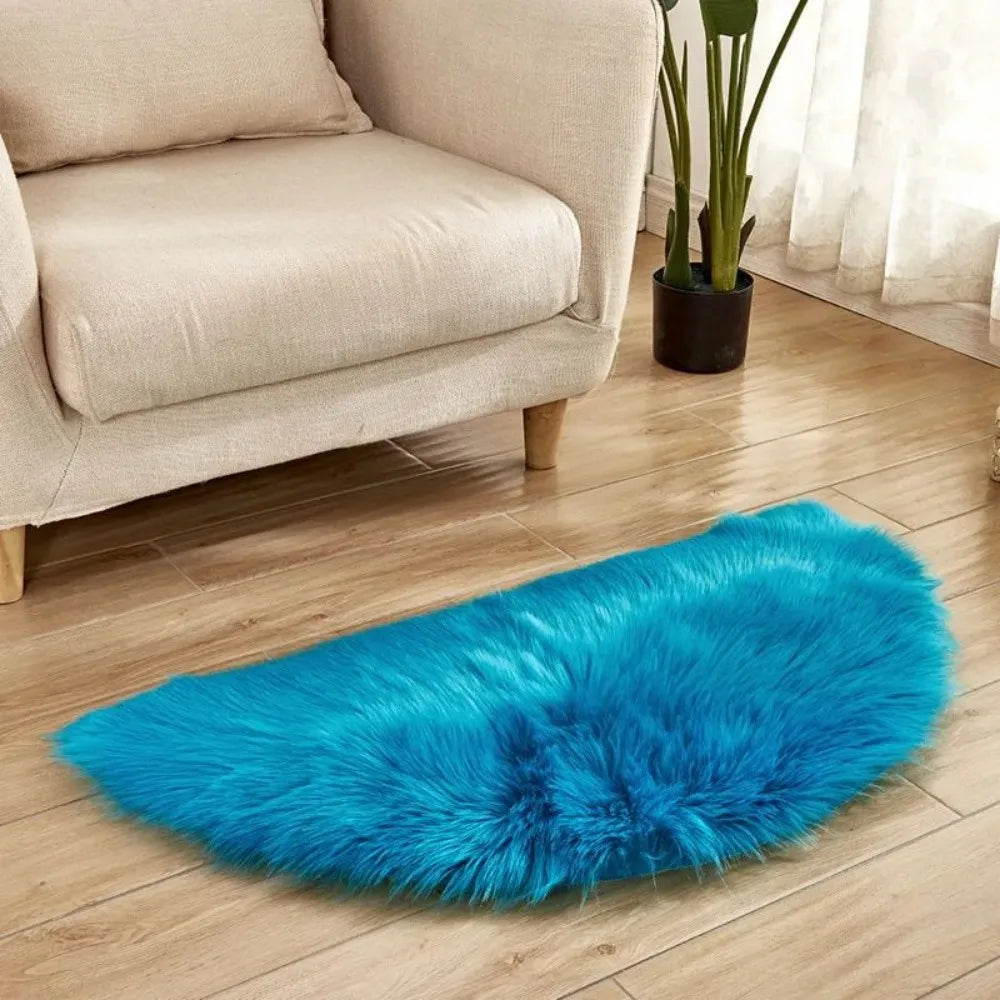 VIKAMA Plush Half-Circle Rug Non-Slip Soft Bedside Living Room Kids Room Decor