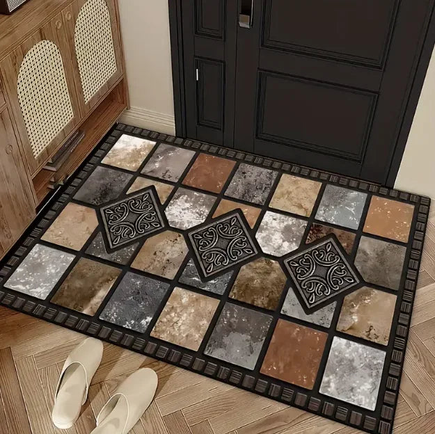 Stone patterned farmhouse welcome front door mat