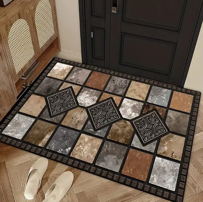 Stone patterned farmhouse welcome front door mat