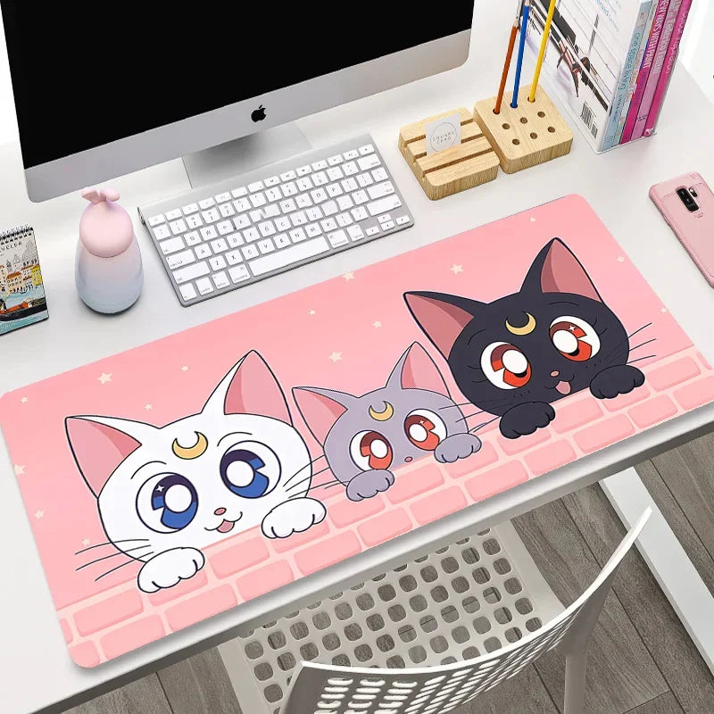 Cute Anime Cat Extended Gaming Desk Mat