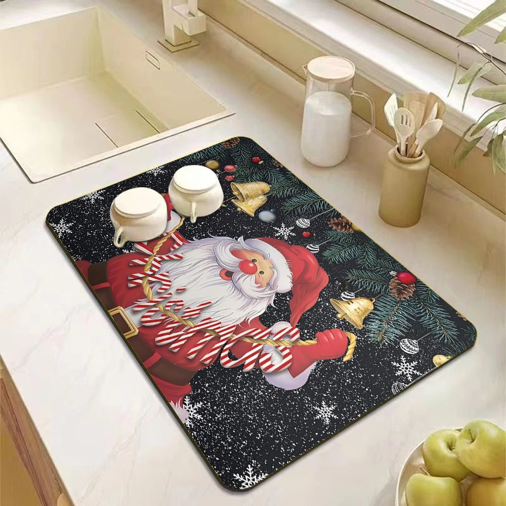 Christmas Tree Absorbent Kitchen Drying Mat