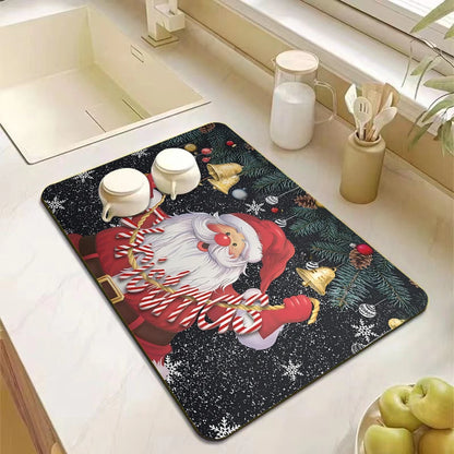 Christmas Tree Absorbent Kitchen Drying Mat