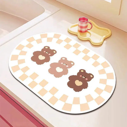 Cute diatomite non-slip quick-dry kitchen mat