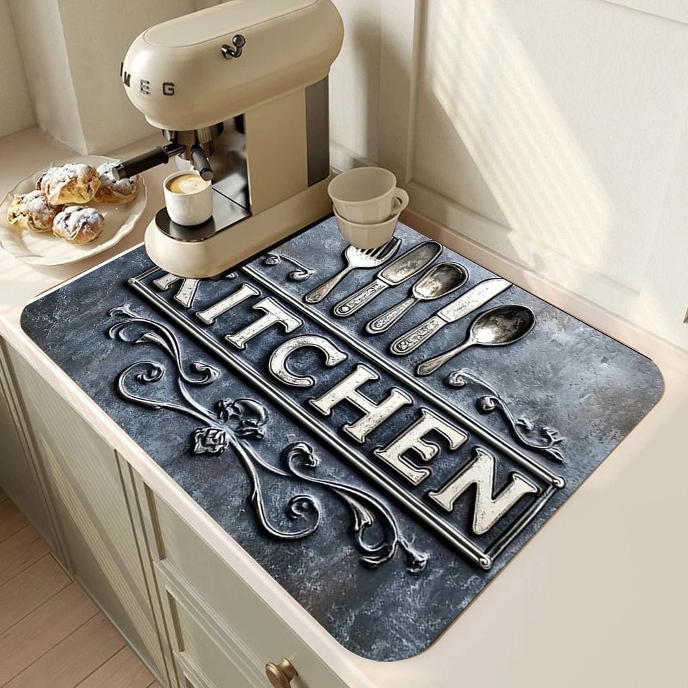 Retro Coffee Maker Absorbent Kitchen Drying Mat