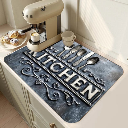 Retro Coffee Maker Absorbent Kitchen Drying Mat