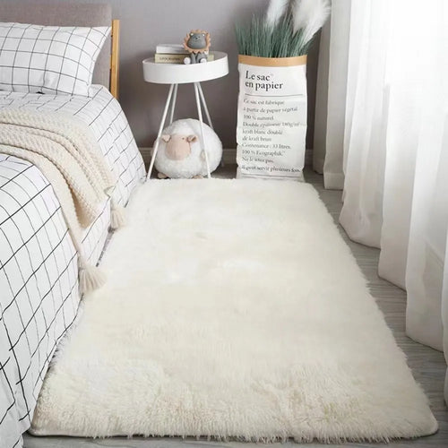 VIKAMA Long Pile Soft Rug Non-Slip Bedroom Living Room Nordic Carpet Home Decor