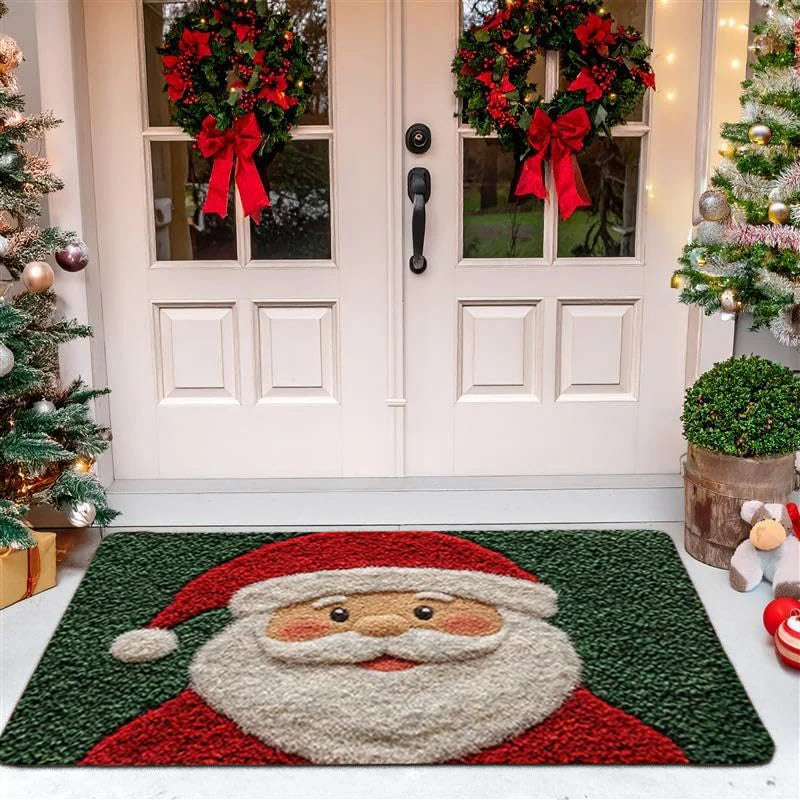 Christmas Door Mat Santa Claus Gingerbread Man Outdoor Indoor Non-Slip Holiday Rug Home Decor