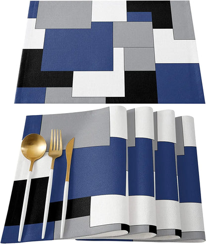Abstract Purple Black Grey Patchwork Placemat Set