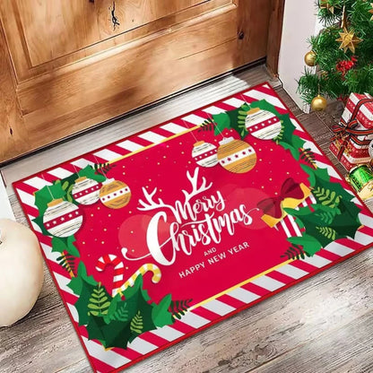 VIKAMA Festive Snowman Reindeer Christmas Non-Slip Doormat