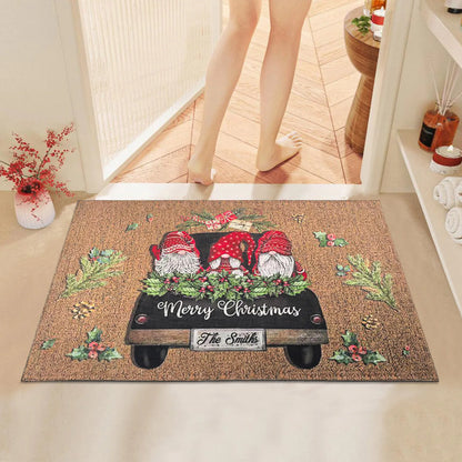 Christmas Cartoon Dwarf Door Mat Red Santa Claus Rug Festive Non-Slip Absorbent Indoor Outdoor Floor Mat Home Decor