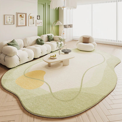 VIKAMA Green Irregular Plush Carpet Cream Style Living Room Bedroom Bedside Floor Mat Home Decor