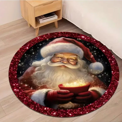 Christmas Santa snowflake circular floor mat