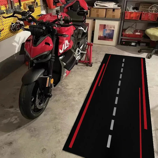 VIKAMA Motorcycle Display Mat Anti-Slip Racing Garage Runner Rug Parking Area Floor Mat