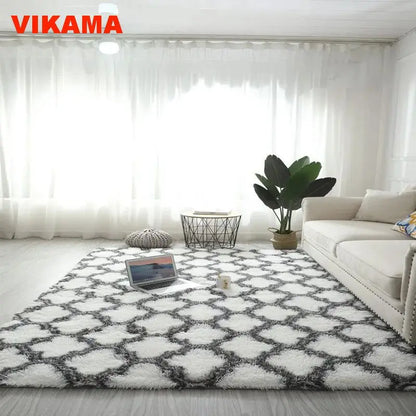 VIKAMA Geometric Plush Carpet Large Area Living Room Decoration Coffee Table Bed Mat Ultra Soft Carpet For Children's Bedroom