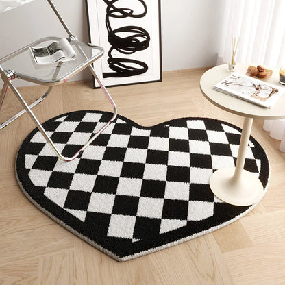 VIKAMA Cute Imitation Cashmere Love Carpet Non-Slip Dirt-Resistant Living Room Bedroom Bedside Floor Mat