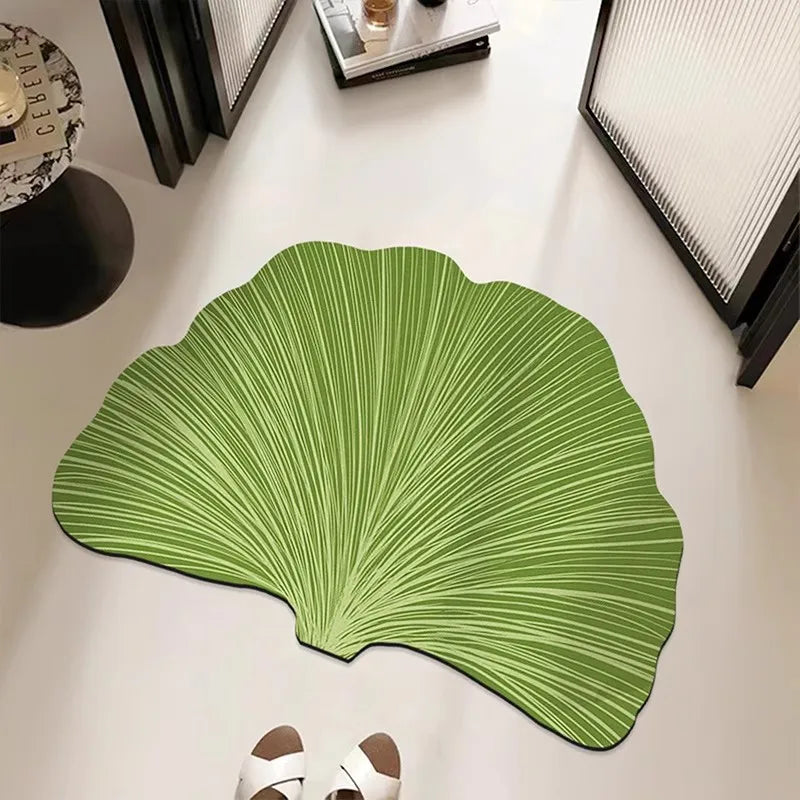 VIKAMA Green Leaf Absorbent Non-Slip Bathroom Mat