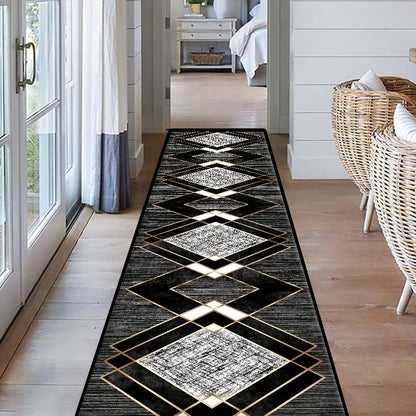 Luxury velvet hallway runner rug washable bohemian gold decor mat
