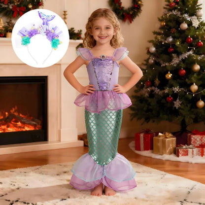 Disney Purple Mermaid Princess Costume Dress For Girls