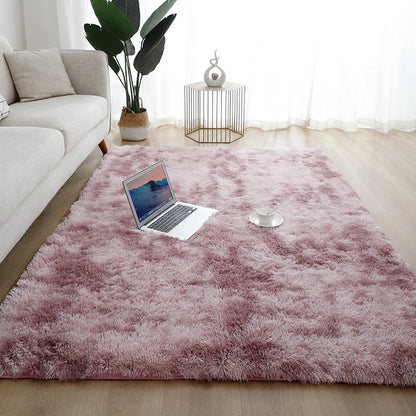 VIKAMA Silk Tie-Dye Plush Non-Slip Area Rug