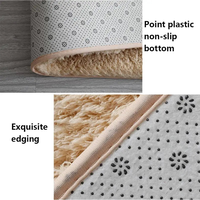 Beige Fluffy Bedroom Area Rug