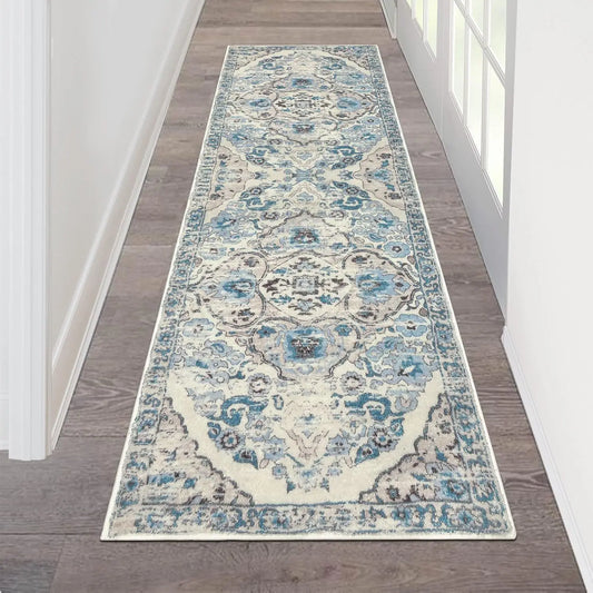 VIKAMA Bohemian American Retro Runner Carpet Non-Slip Living Room Corridor Floor Mat