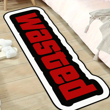 VIKAMA Red Letter Print Fluffy Long Area Rug