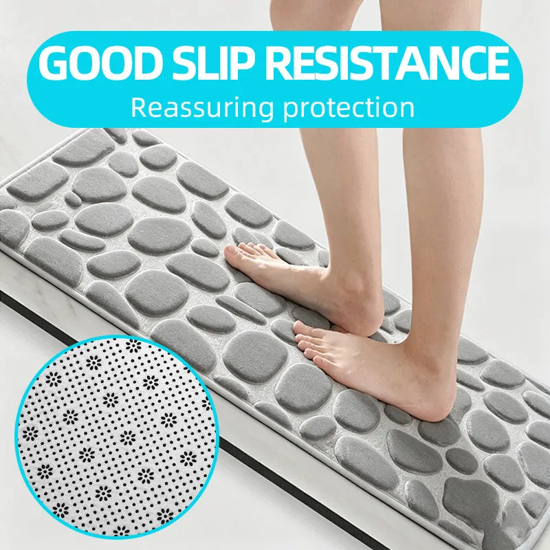 1pc Anti-Slip Cobblestone Floor Mat for Bathroom, and Absorbs Water and Reduces Slips and Falls