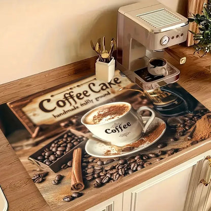 Coffee dish drying absorbent kitchen mat