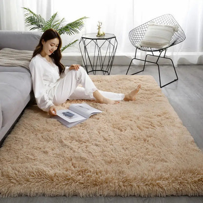 VIKAMA Tie-Dye Plush Carpet Soft Fluffy Non-Slip Kids Room Crawling Mat