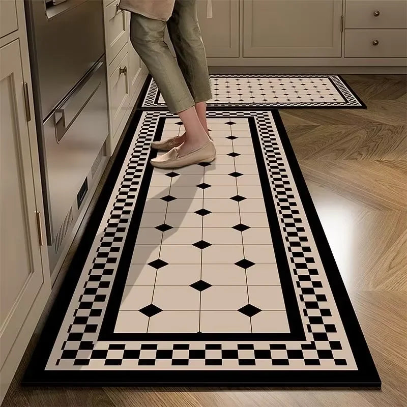 Plaid anti-slip quick-dry kitchen runner mat