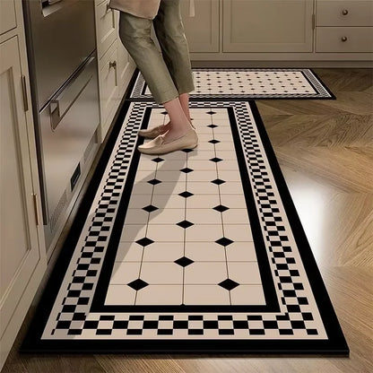 Plaid anti-slip quick-dry kitchen runner mat