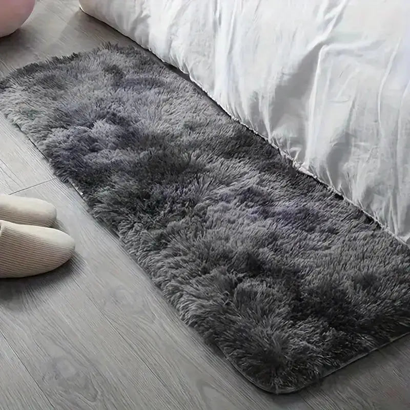 VIKAMA 40x120cm Gradient Tie-Dye Plush Carpet Soft Shaggy Bedroom Living Room Floor Mat