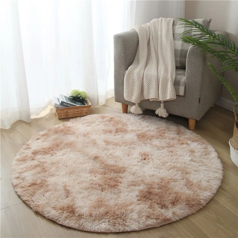 VIKAMA Pink Round Fluffy Princess Kids Area Rug