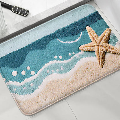 Beach Seaside Bathroom Mat Absorbent Non-Slip Foot Rug Shower Room Door Carpet Machine Washable Home Decor