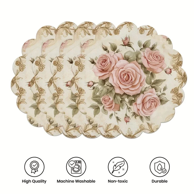 VIKAMA Vintage Pink Rose Placemat Set