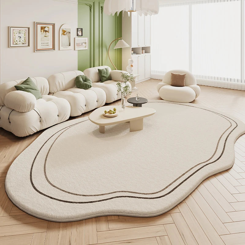 VIKAMA Green Irregular Plush Carpet Cream Style Living Room Bedroom Bedside Floor Mat Home Decor