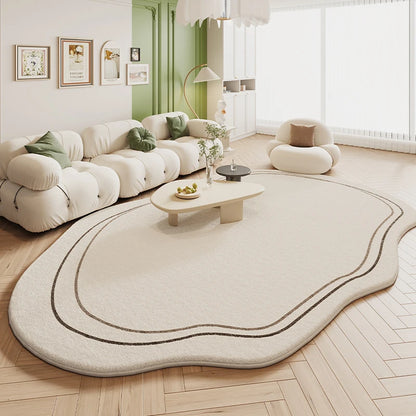 VIKAMA Green Irregular Plush Carpet Cream Style Living Room Bedroom Bedside Floor Mat Home Decor