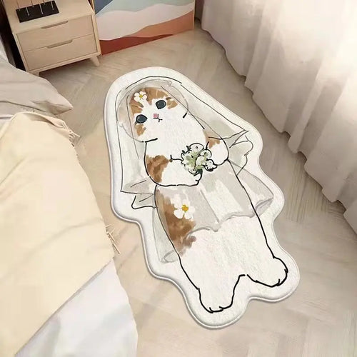 Faux Cashmere Cartoon Pet Rug Non-Slip Washable Bedroom Mat