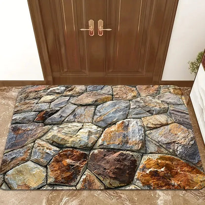 Realistic 3D Ocean Cave Rug Turquoise Water Stone Well Spiral Staircase Illusion Non-Slip Carpet Home Floor Mat Decor