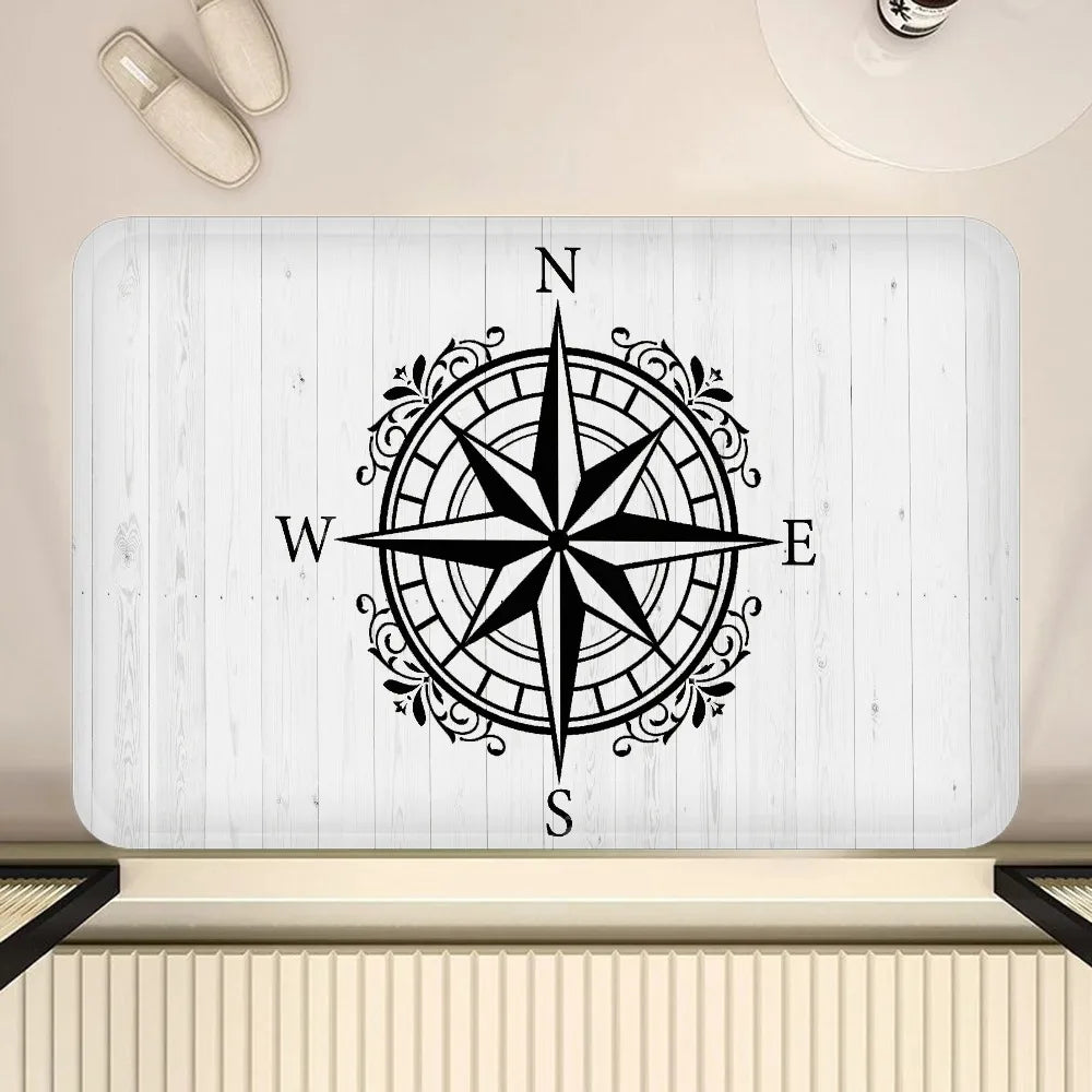 Nautical Compass Non-Slip Area Rug