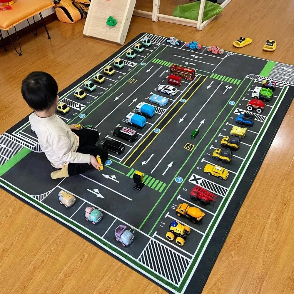 VIKAMA Racing Track Kids Play Rug